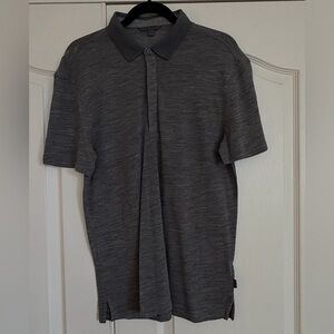 John Varvatos Charcoal Heather Short-Sleeve Polo